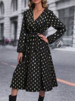 Rochie Midi Robertina Neagra cu Buline - imagine 3