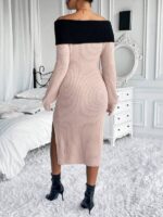 Rochie Lunga Yasmina Roz cu Negru Tricotata - imagine 2