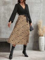 Rochie Midi Salma Maro cu Buline Negre - imagine 3