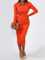 Rochie Midi Tricotata Kalia Portocalie - imagine 4