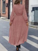 Rochie Lunga Adona Roz Pudra cu Buline - imagine 2