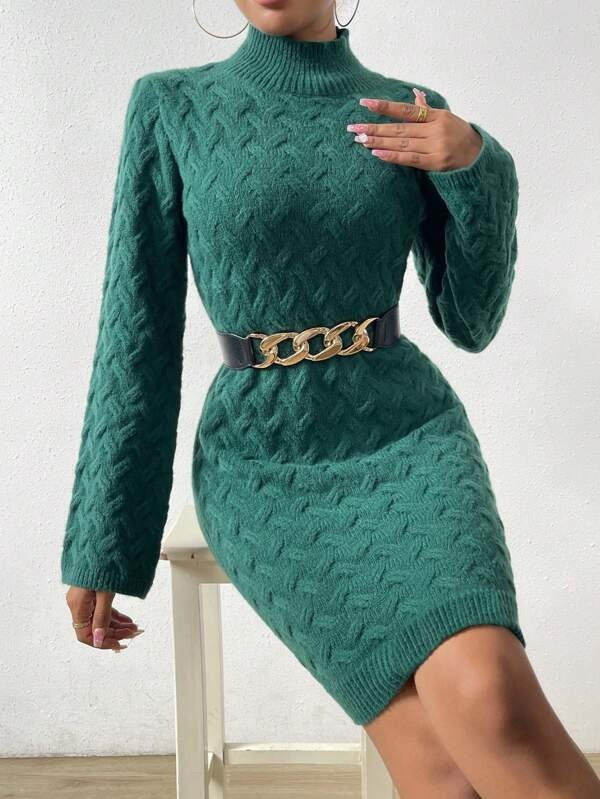 1394 Rochie Midi Tricotata Saphira Verde - imagine 1