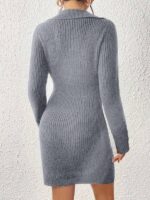 Rochie Scurta Tricotata Aldora Gri - imagine 2