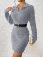 Rochie Scurta Tricotata Aldora Gri