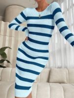 Rochie Lunga Rhonda Bleu cu Dungi