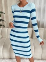 Rochie Lunga Rhonda Bleu cu Dungi - imagine 4