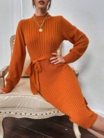 Rochie Midi Tricotata Apena Caramizie - imagine 4