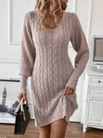 Rochie Midi Tricotata Mesada Roz Pudra
