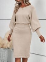 Rochie Midi Tricotata Meika Bej