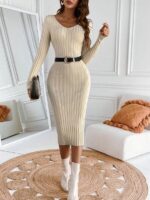 Rochie Midi Tricotata Delphine Bej