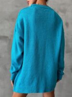 Pulover Lung Tricotat Vika Bleu - imagine 2