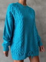 Pulover Lung Tricotat Vika Bleu - imagine 4