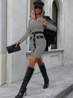 Rochie Scurta Maggy cu Imprimeu Alb - Negru - imagine 5