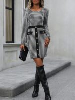 Rochie Scurta Maggy cu Imprimeu Alb - Negru - imagine 4