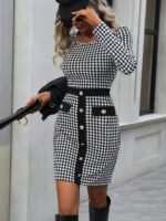 Rochie Scurta Maggy cu Imprimeu Alb - Negru - imagine 3