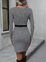 Rochie Scurta Maggy cu Imprimeu Alb - Negru - imagine 2