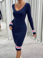 Rochie Midi Tricotata Ivanka Bleumarin - imagine 3