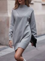 Rochie Scurta Tricotata Santina Gri - imagine 4