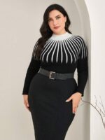 Rochie Lunga Tricotata Sandelia Neagra - Marimi Mari