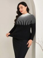 Rochie Lunga Tricotata Sandelia Neagra - Marimi Mari - imagine 5