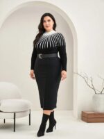 Rochie Lunga Tricotata Sandelia Neagra - Marimi Mari - imagine 4
