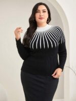 Rochie Lunga Tricotata Sandelia Neagra - Marimi Mari - imagine 3