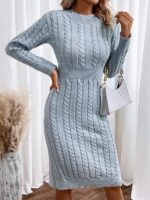 Rochie Midi Tricotata Christal Gri - imagine 3
