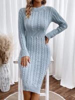 Rochie Midi Tricotata Christal Gri - imagine 4