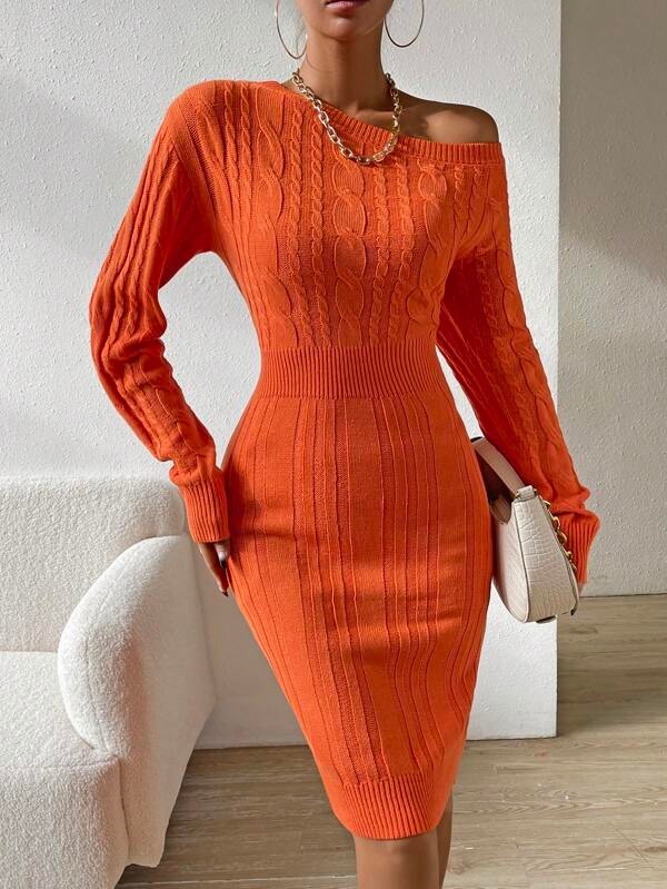 582 Rochie Midi Tricotata Sorana Portocalie - imagine 1
