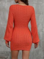 Rochie Scurta Tricotata Mandrup Caramizie - imagine 2