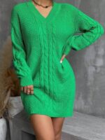 Rochie Scurta Tricotata Pine Verde - imagine 3