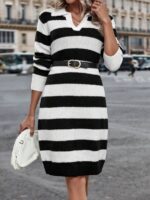 Rochie Midi Tricotata Kiri cu Dungi - imagine 5