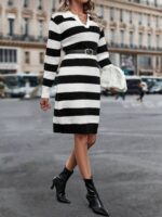 Rochie Midi Tricotata Kiri cu Dungi - imagine 3