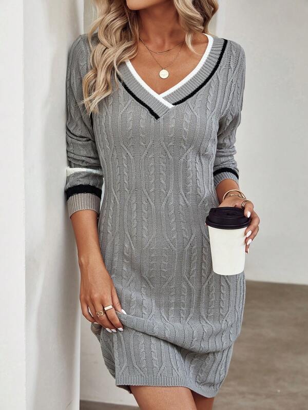 7111 Rochie Scurta Tricotata Najma Gri - imagine 1