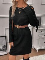 Rochie Scurta Tricotata Aniela Neagra