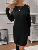 Rochie Scurta Tricotata Aniela Neagra - imagine 4