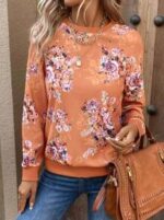 Bluza Dama Anisa Portocalie Inflorata - imagine 3