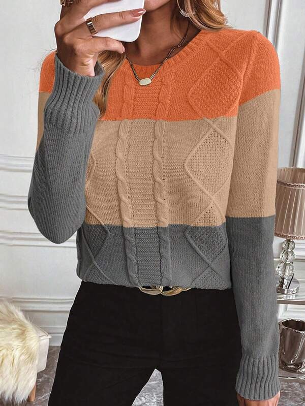 7403 Pulover Tricotat Julla Multicolor - imagine 1