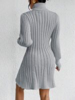 Rochie Scurta Tricotata Elicia Gri - imagine 2