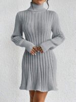 Rochie Scurta Tricotata Elicia Gri - imagine 3