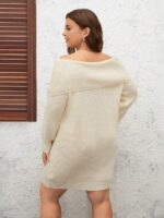 Rochie Scurta Tricotata Saimy Alba - Marimi Mari - imagine 2