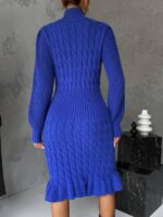 Rochie Midi Aepro Albastra Tricotata - imagine 2