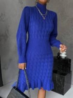 Rochie Midi Aepro Albastra Tricotata - imagine 3
