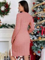 Rochie Midi Tricotata Doritha Roz - imagine 2