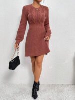Rochie Scurta Tricotata Chrissy Roz - imagine 3