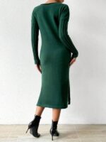 Rochie Lunga Tricotata Lisel Verde Cu Buzunare - imagine 2