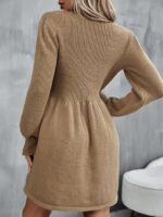 Rochie Scurta Tricotata Lusie Bej - imagine 2