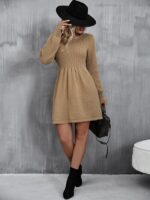 Rochie Scurta Tricotata Lusie Bej - imagine 3