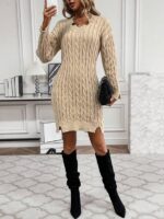 Rochie Midi Tricotata Leonida Maro Deschis - imagine 3