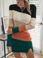 Rochie Scurta Tricotata Hermina Multicolora - imagine 3